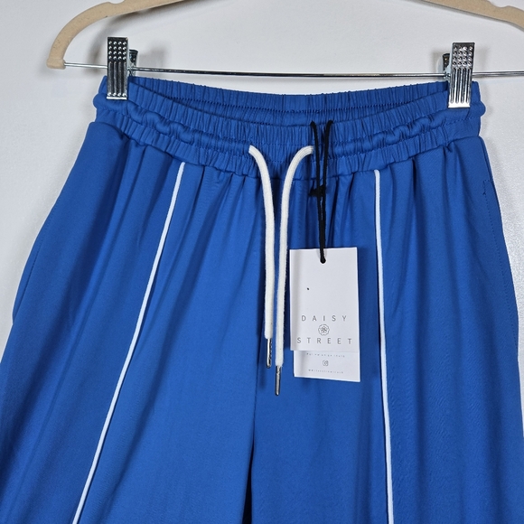 NEW Daisy Street Blue Split Hem Wide Leg Pull On Track Pants XS 90s Y2K Style - Picture 4 of 14